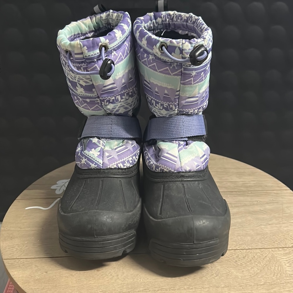 NORTHSIDE Thinsulate Girls Hook & Loop Adjustable Water Resist Snow Boots SZ 3
